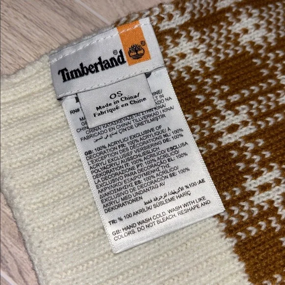 Timberland Brown and White Checkered Accent Scarf - Picture 2 of 2